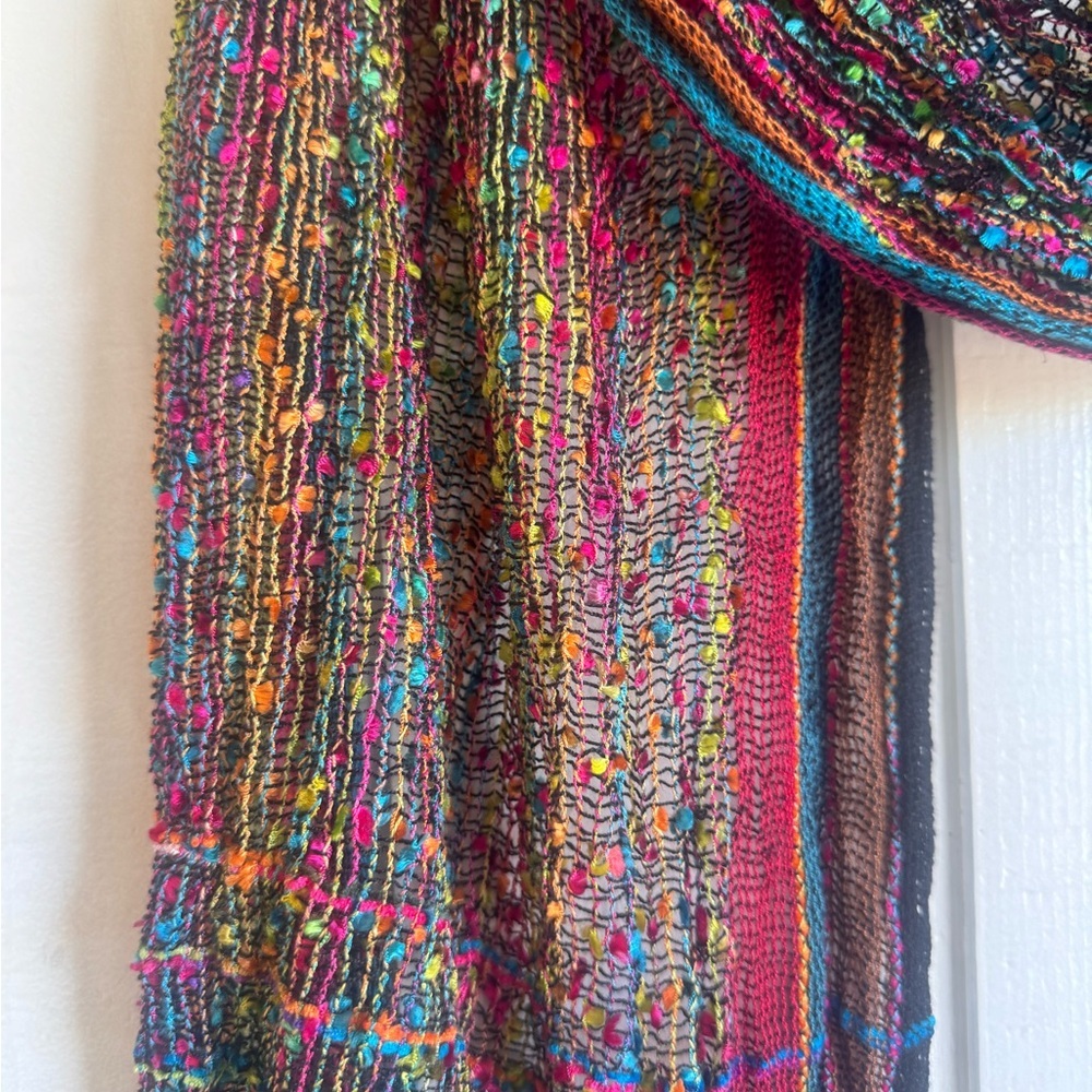 Vintage 90s Multicolored Woven Scarf - Picture 3 of 4
